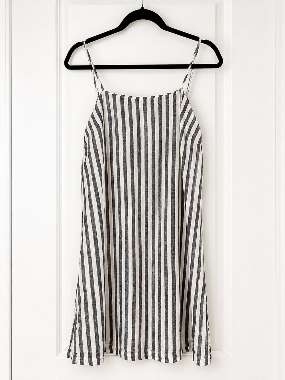 a new day Black & White Vertical Stripe Spaghetti Strap Mini Dress